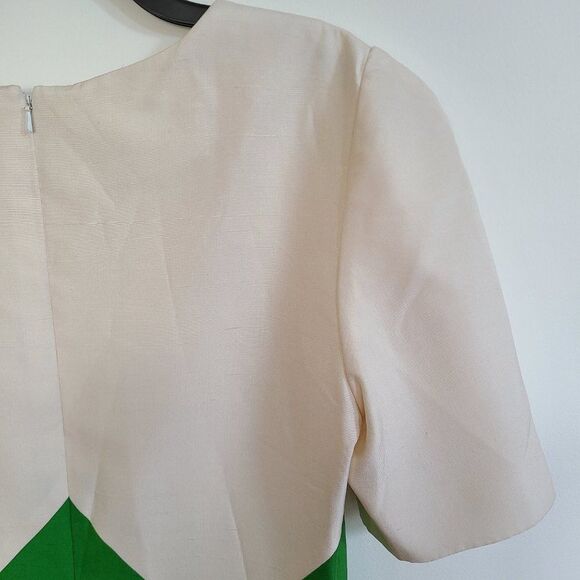 Richard Warren 100% Silk Dress Color Block Cream Green Navy Size 4 Hong Kong - Picture 11 of 16